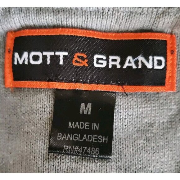 Mott & Grand Men's Medium Sweater Crew Knit Long Sleeve Padded Elbows Charcoal - Picture 5 of 9